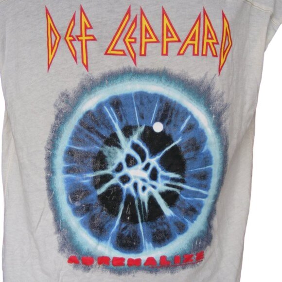 DEF LEPPARD Tee, M, Forever 21, 2 sided, 1993, White Jersey, Stripe Short sleeve - Picture 4 of 6
